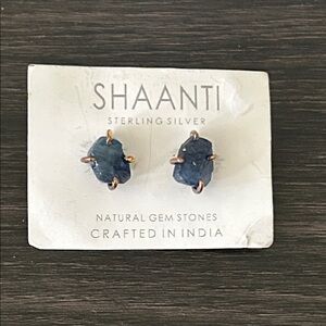 Shaanti Sterling Silver Natural Gemstones Raw Sapphire earrings
